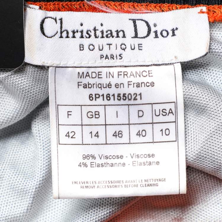 Pre Owned Christian Dior Navy Blue Trotter Patterned Jersey Contrast Detail T-Shirt L