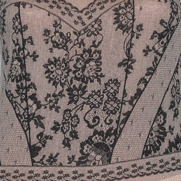 Pre Owned Christian Dior Pink Trompe L Oeil Printed Cotton Tank Top L