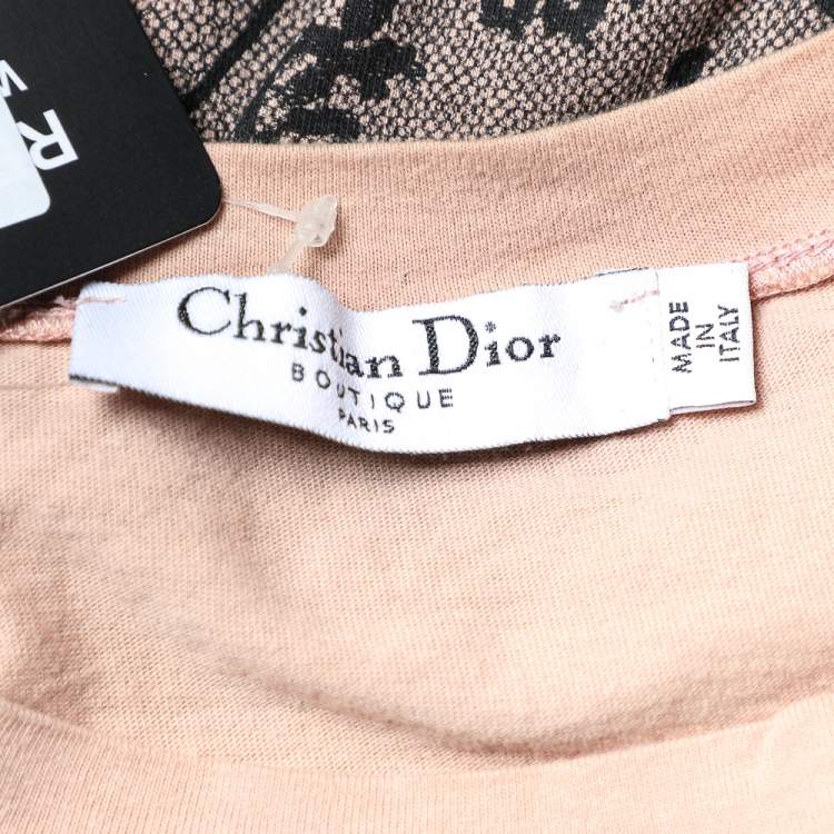 Pre Owned Christian Dior Pink Trompe L Oeil Printed Cotton Tank Top L