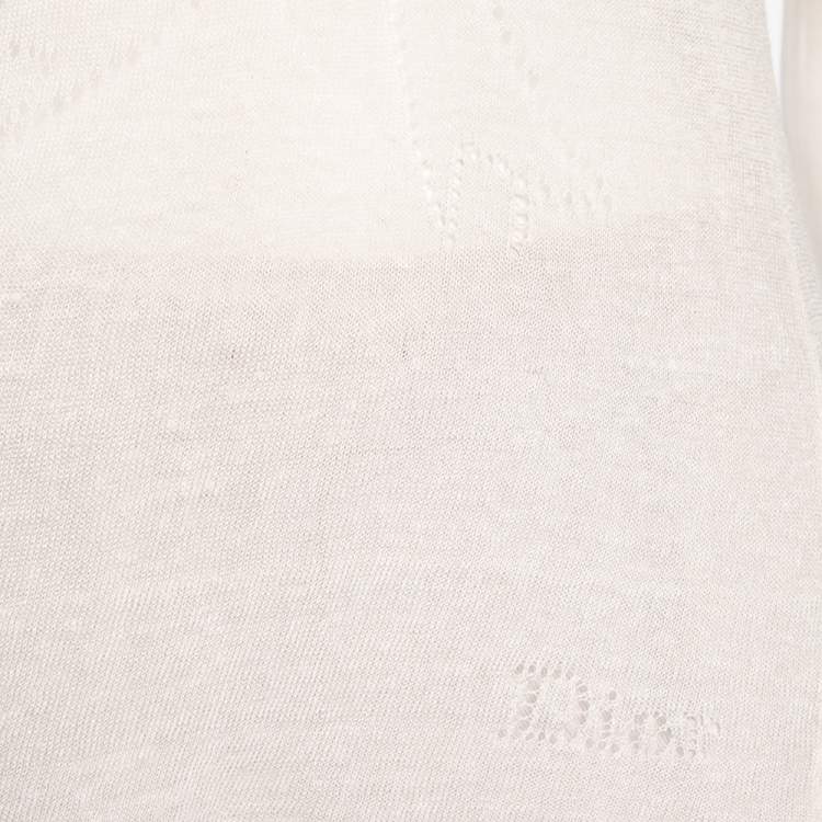 Pre Owned Christian Dior Off-White Perforated Knit Tank Top M 
