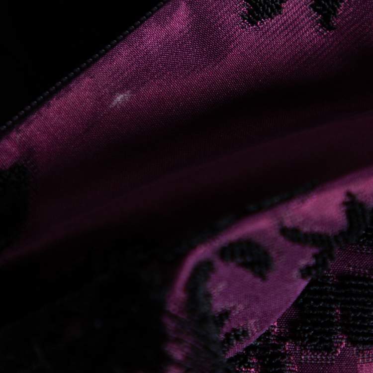 Pre Owned Christian Dior Purple Floral Flocked Silk Pleated Mini Dress S