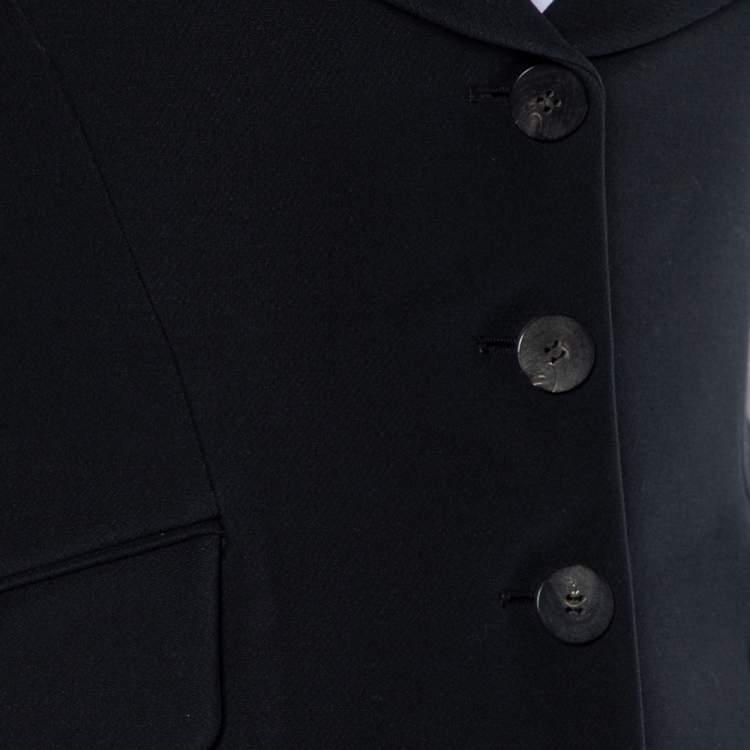 Pre Owned Christian Dior Black Wool & Silk Sleeveless Blazer S
