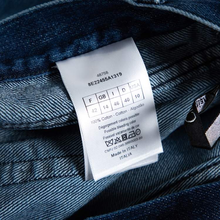 Pre Owned Dior Indigo Washed Denim Logo Selvedge Boyfriend Jeans L