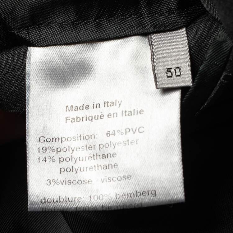 Pre Owned Dior Black Faux Leather Button Front Jacket XXL