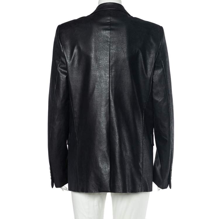 Pre Owned Dior Black Faux Leather Button Front Jacket XXL