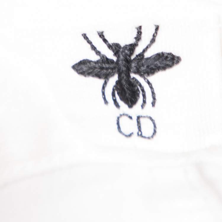 Pre Owned Dior White Distressed Denim Logo Selvedge Boyfriend Jeans L