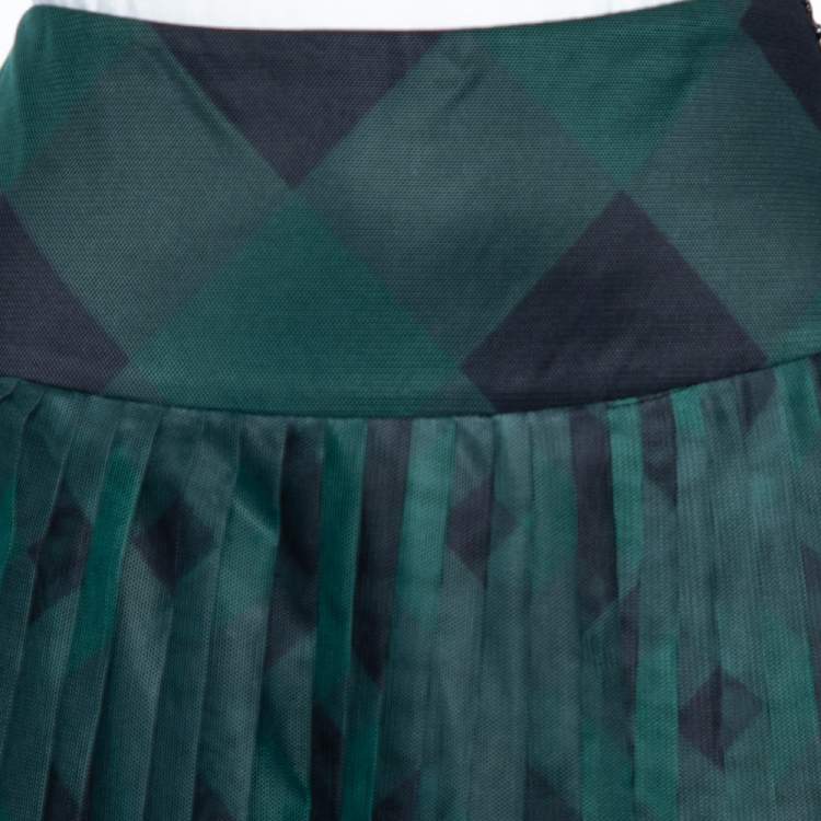 Pre Owned Dior Fantasy Green Cotton Pleated Long Skirt S