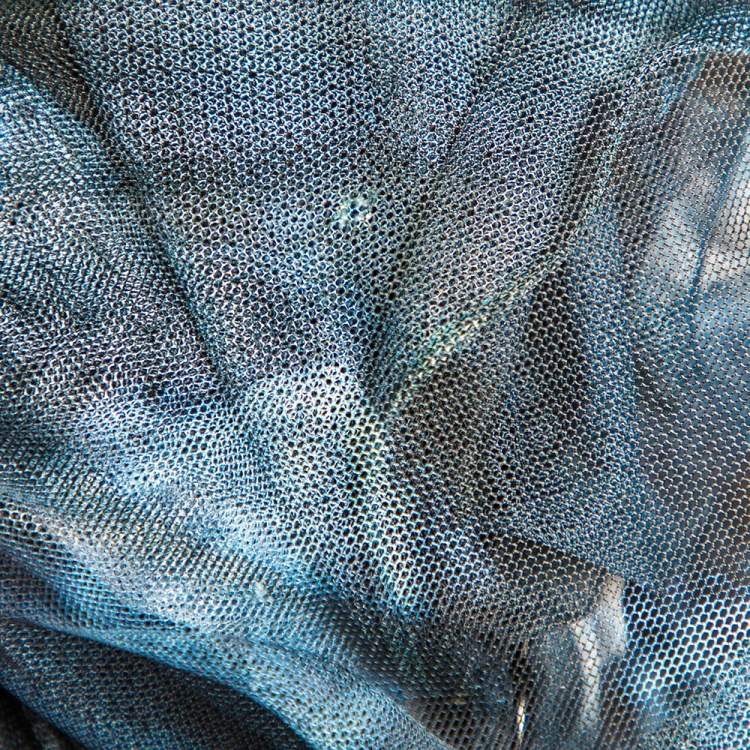 Pre Owned Dior Navy Blue Tie Dye Printed Tule Draped Off Shoulder Gown M
