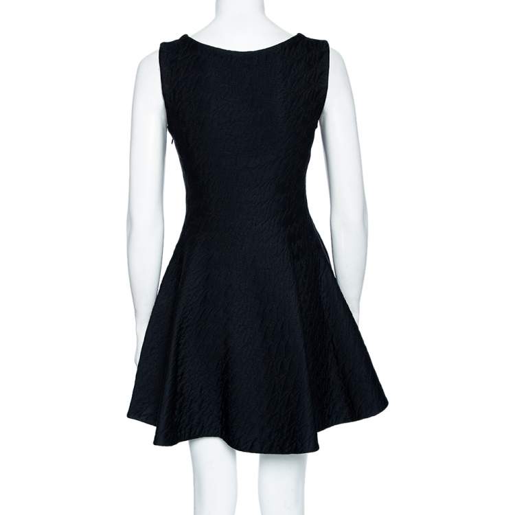 Pre Owned Dior Black Textured Knit Sleeveless Textured Mini Dress S
