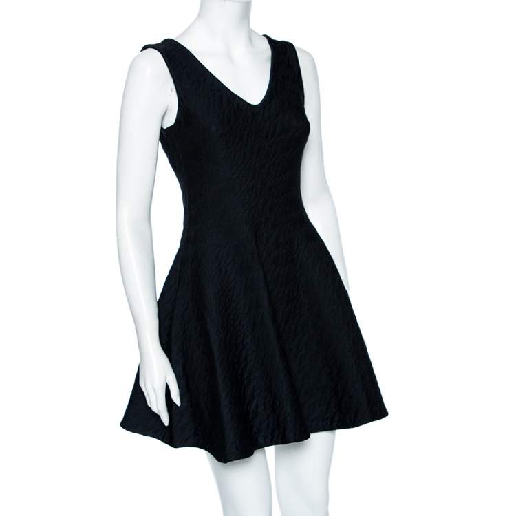 Pre Owned Dior Black Textured Knit Sleeveless Textured Mini Dress S