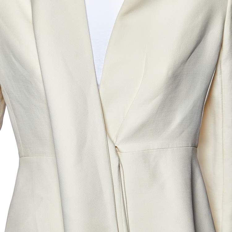 Pre Owned Christian Dior Ecru Wool & Silk Mid Length Jacket M