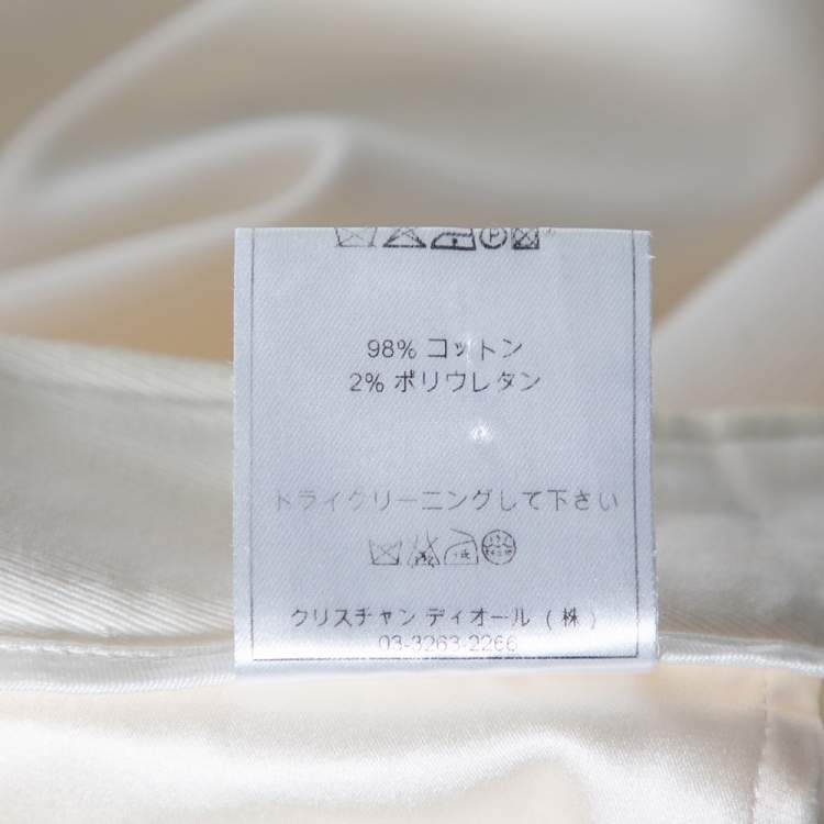 Pre Owned Dior Off White Cotton Wide Leg Pants S