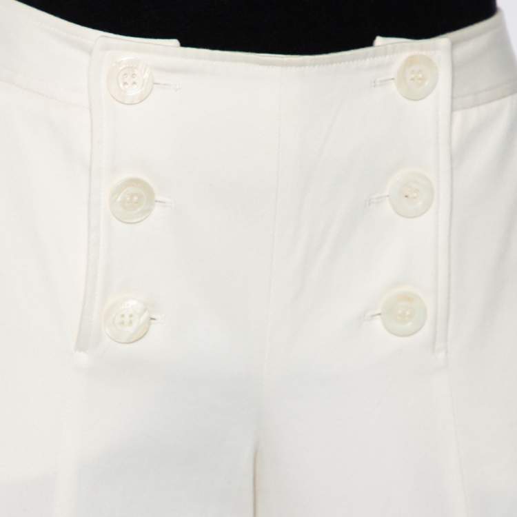 Pre Owned Dior Off White Cotton Wide Leg Pants S