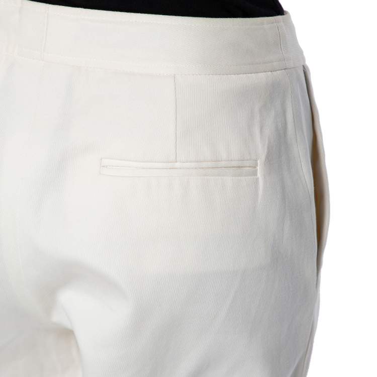 Pre Owned Dior Off White Cotton Wide Leg Pants S
