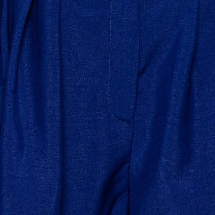 Pre Owned Dior Blue Wool One Side Pleated Overlay Detailed Shorts M 