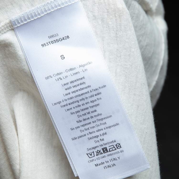 Pre Owned Christian Dior White Sisterhood Printed Cotton And Linen Oversized T-Shirt S
