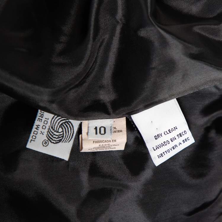 Pre Owned Dior Vintage Black Wool And Satin Trimmed Button Front Blazer L