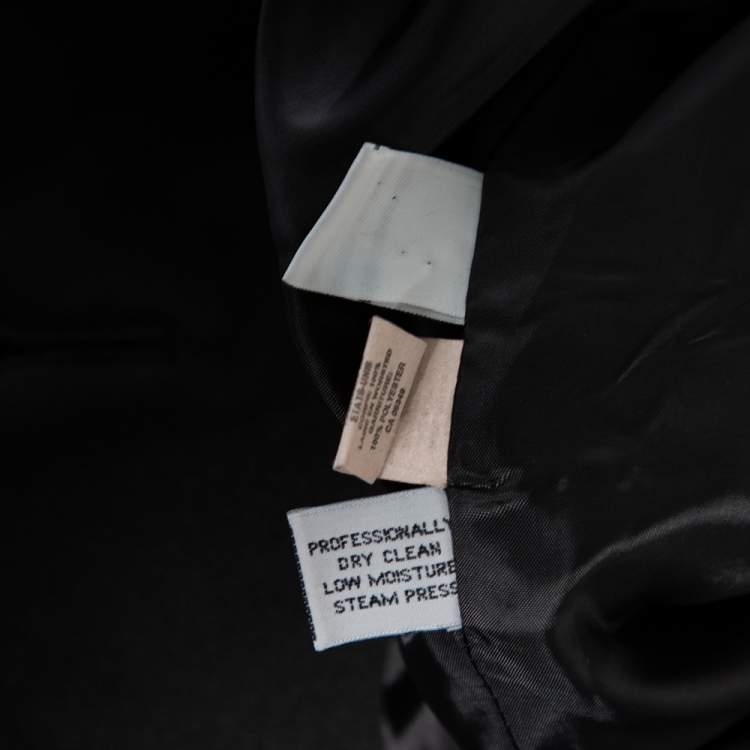 Pre Owned Dior Vintage Black Wool And Satin Trimmed Button Front Blazer L