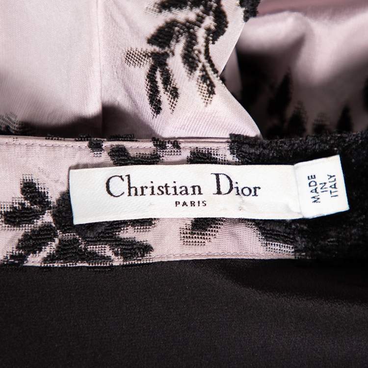 Pre Owned Dior Lilac Floral Embroidered Silk Sleeveless Pleated Dress M 
