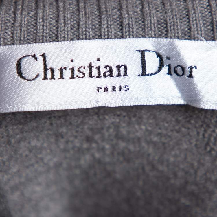 Pre Owned Christian Dior Grey Silk & Cashmere Knit Sweater S