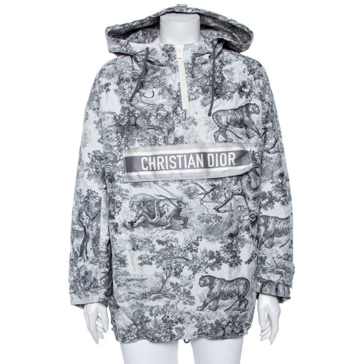 Dior Grey Printed Synthetic Hooded Oversized Anorak S Dior | TLC