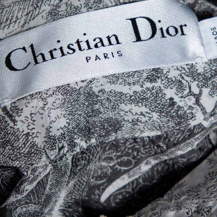 Pre Owned Dior Grey Printed Synthetic Hooded Oversized Anorak S