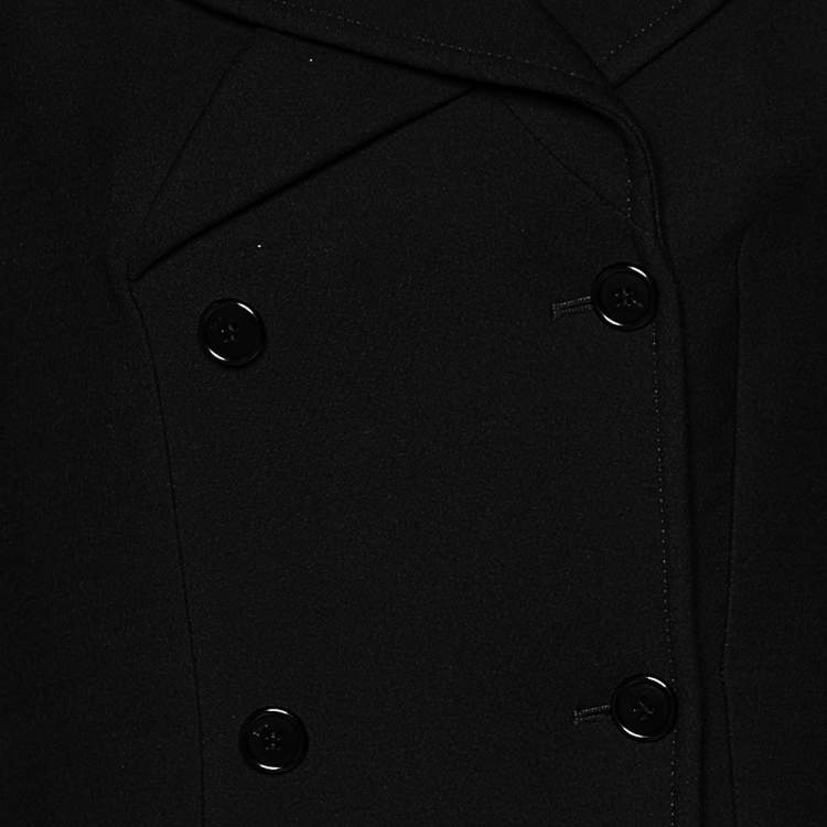 Pre Owned Christian Dior Black Wool Double Breasted Coat M