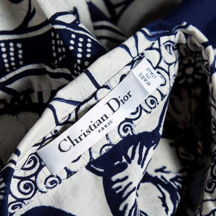 Pre Owned Dior Blue Printed Cotton La Roue De La Fortune Oversized Shirt S