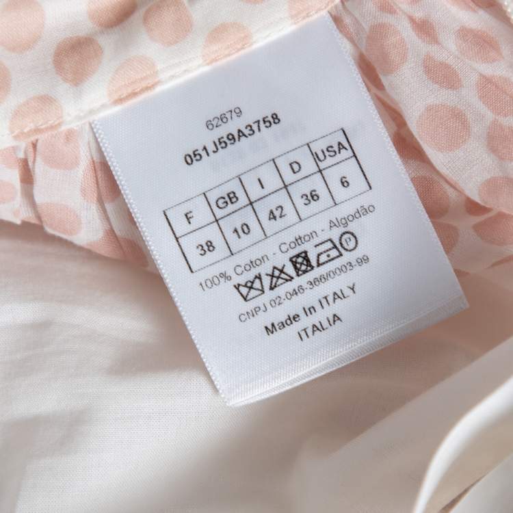 Pre Owned Dior Pink Polka Dotted Cotton Pleated Pleated Midi Skirt M