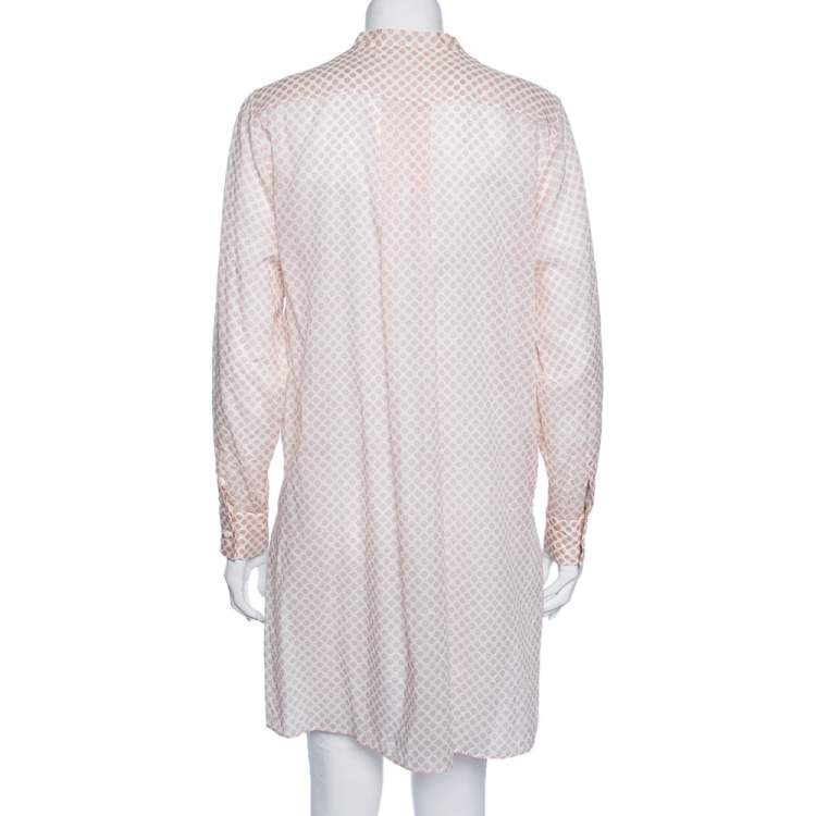 Pre Owned Dior Pink Polka Dotted Cotton Button Front Oversized Shirt S