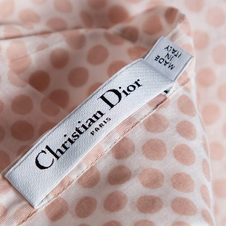 Pre Owned Dior Pink Polka Dotted Cotton Button Front Oversized Shirt S