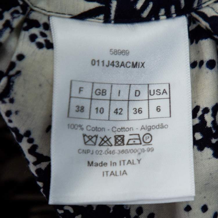 Pre Owned Dior Blue Printed Cotton La Roue De La Fortune Front Open Skirt M