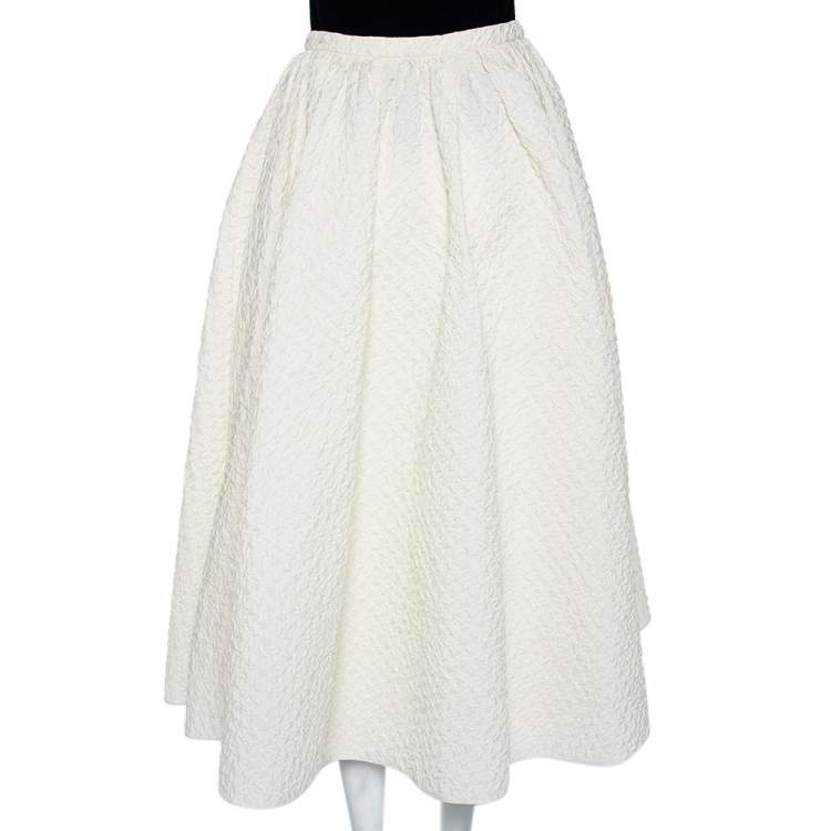 Pre Owned Dior Off-White Crinkled Front Open Maxi Skirt M