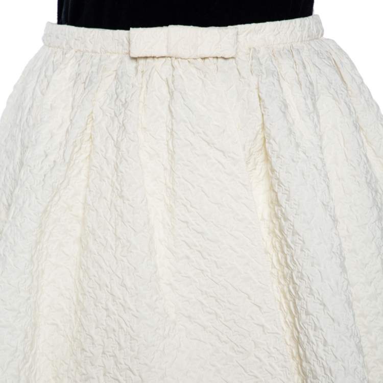 Pre Owned Dior Off-White Crinkled Front Open Maxi Skirt M