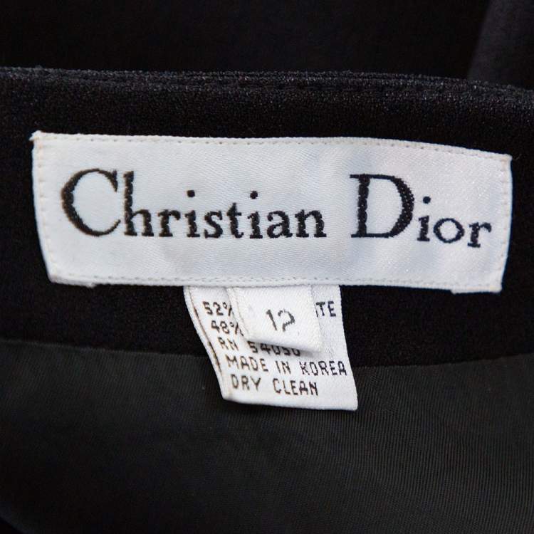 Pre Owned Dior Vintage Black Crepe Button Front Blazer Jacket L