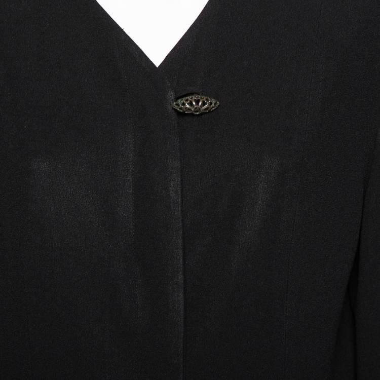 Pre Owned Dior Vintage Black Crepe Button Front Blazer Jacket L