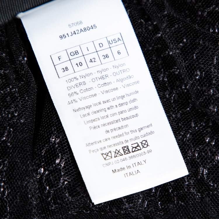 Pre Owned Christian Dior Black Synthetic Mesh Wrap Detail Midi Skirt M 