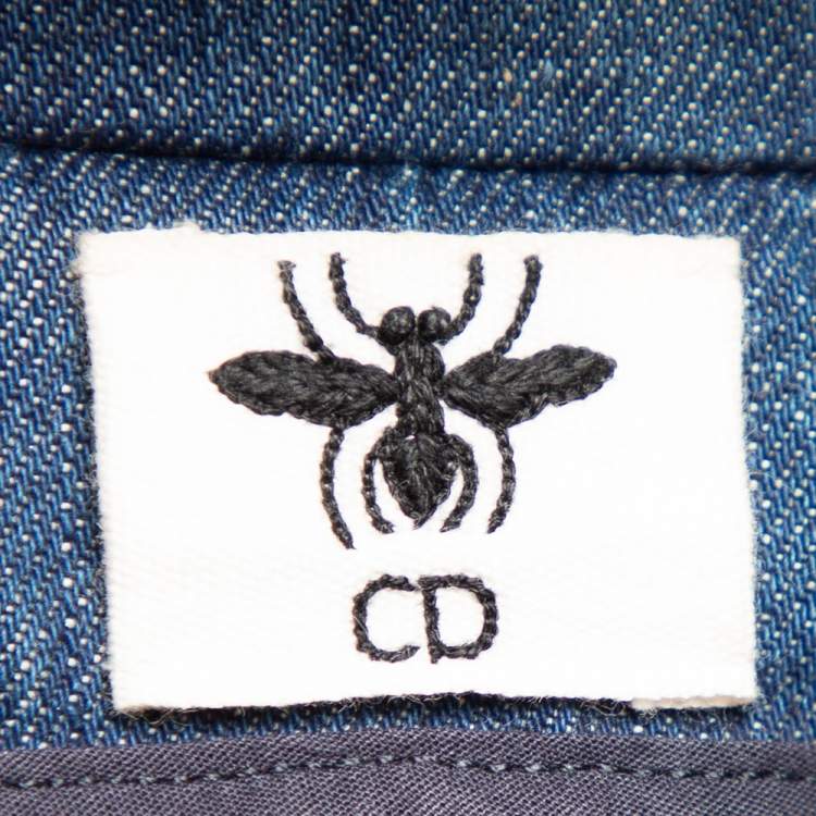Pre Owned Dior Blue Denim & Embroidered Back Button Front Jacket S