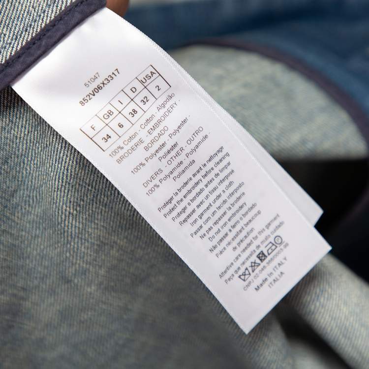 Pre Owned Dior Blue Denim & Embroidered Back Button Front Jacket S