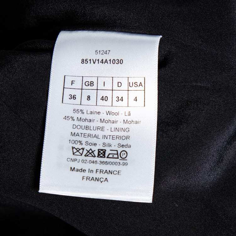 Pre Owned Christian Dior Black Wool & Mohair Double Breasted Blazer S