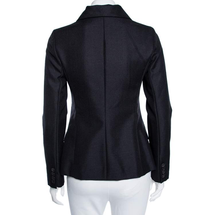 Pre Owned Christian Dior Black Wool & Mohair Double Breasted Blazer S