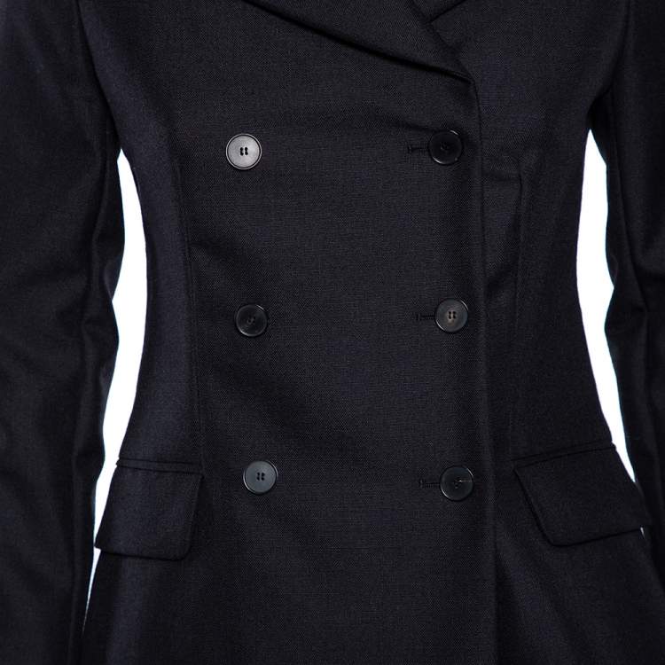 Pre Owned Christian Dior Black Wool & Mohair Double Breasted Blazer S