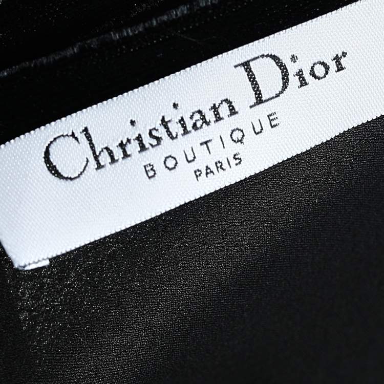 Pre Owned Dior Black Silk & Lace Trimmed Embellished Cowl Neck Top L