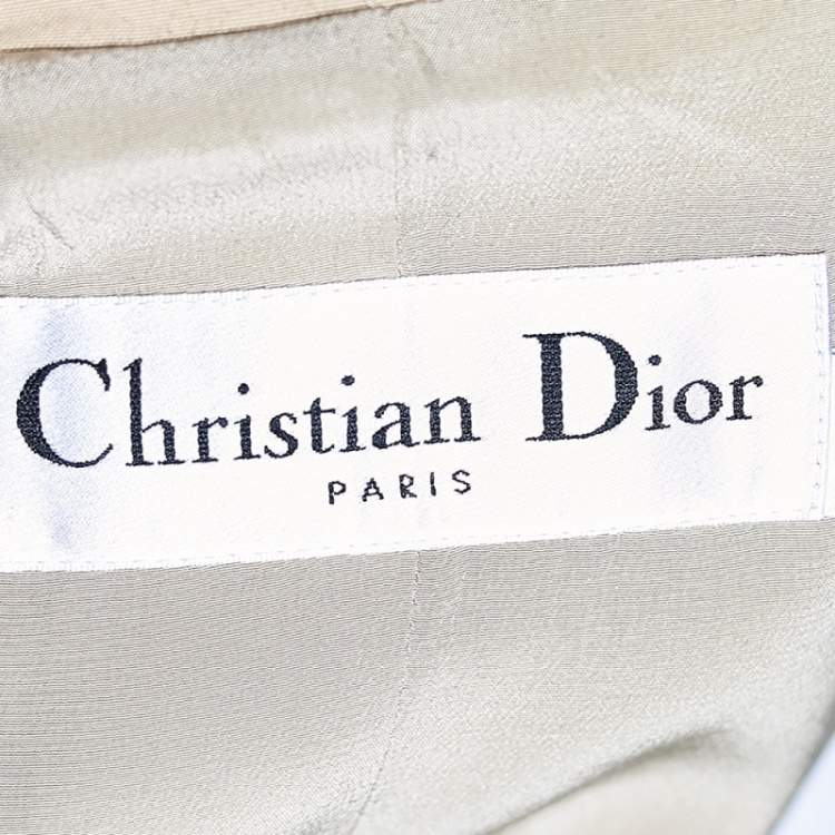 Pre Owned Christian Dior Beige Cotton Belted Double Breasted Trench Jacket S