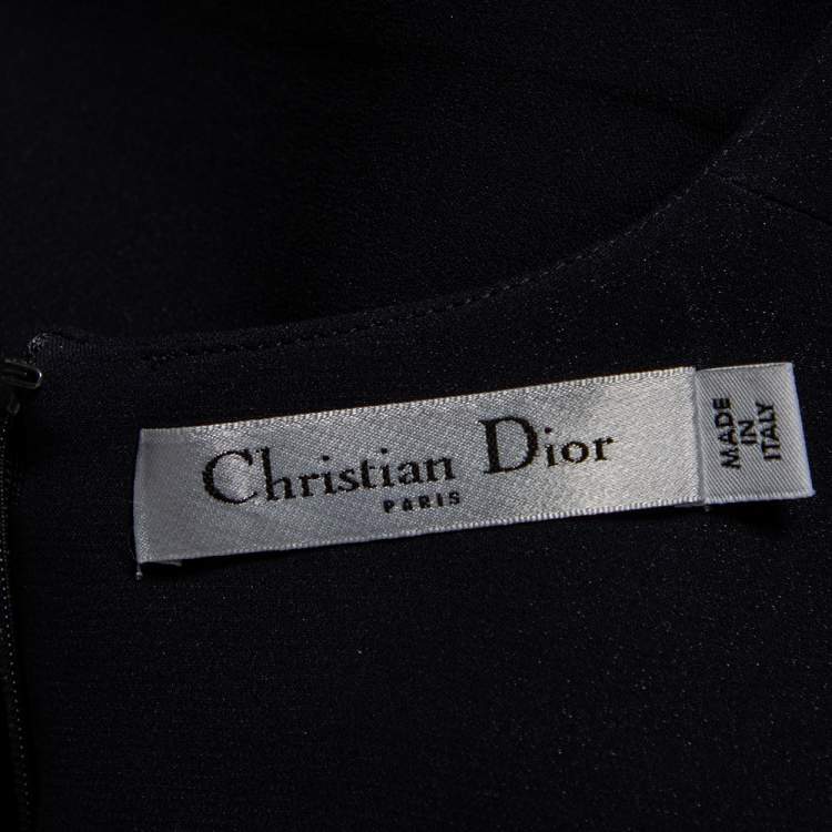 مملوكة مسبقًا Dior Midnight Blue Silk Ruffled Hem Detailed Dress M