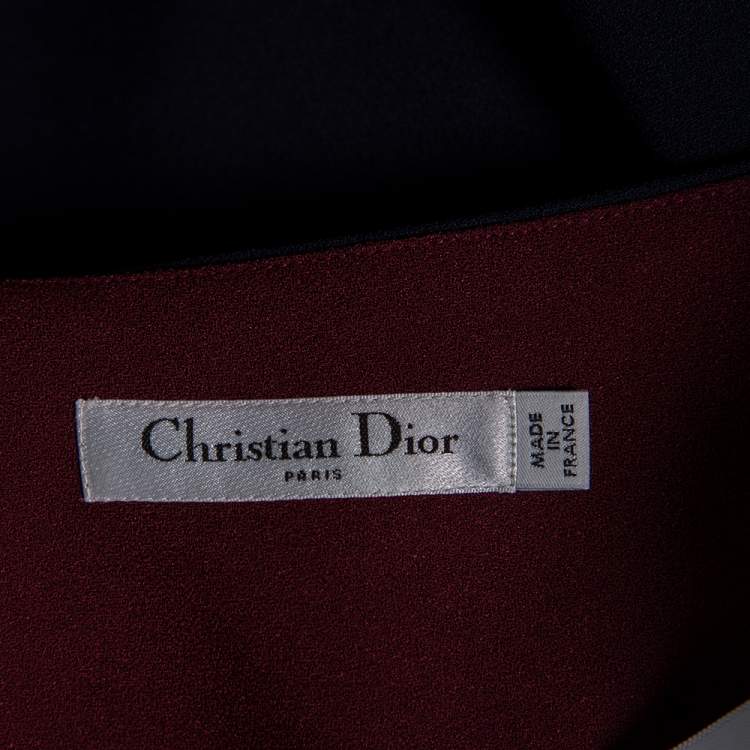 Pre Owned Dior Navy Blue Crepe Embroidered Embellished Midi Skirt M