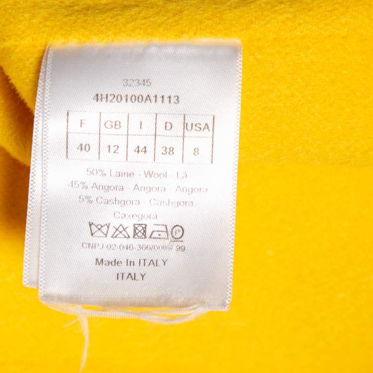 Pre Owned Dior Yellow Wool Double Breasted Sleeveless Oversized Coat M