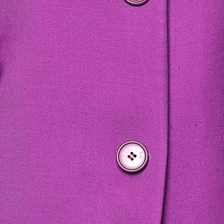 Pre Owned Christian Dior Purple Wool Bell Sleeve Button Front Jacket M