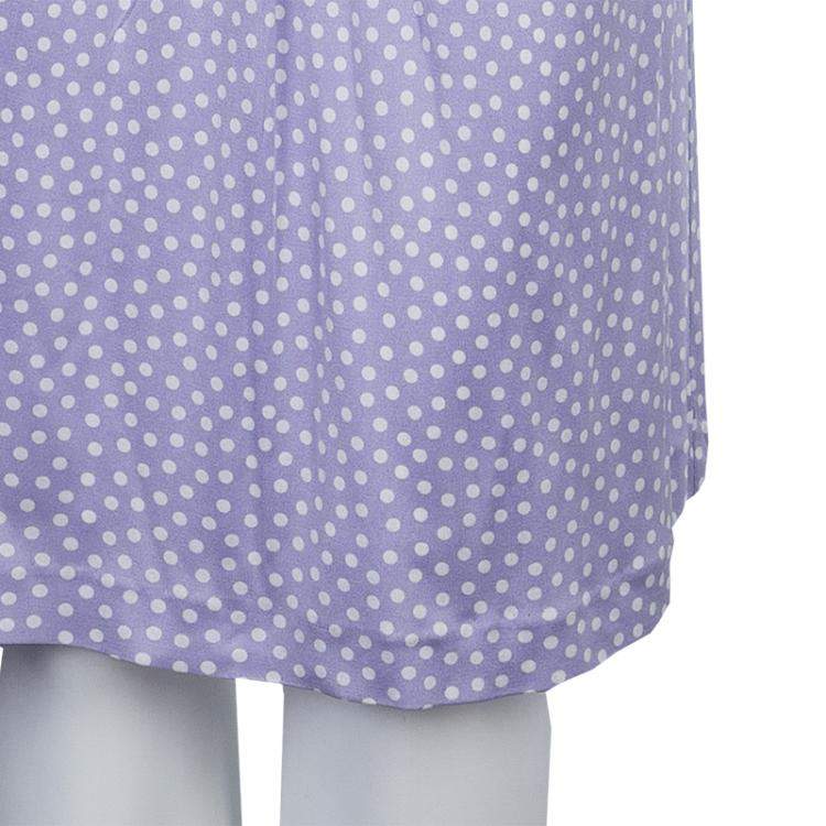Pre Owned Dior Lavender Polka Dot Long Sleeve Dress M