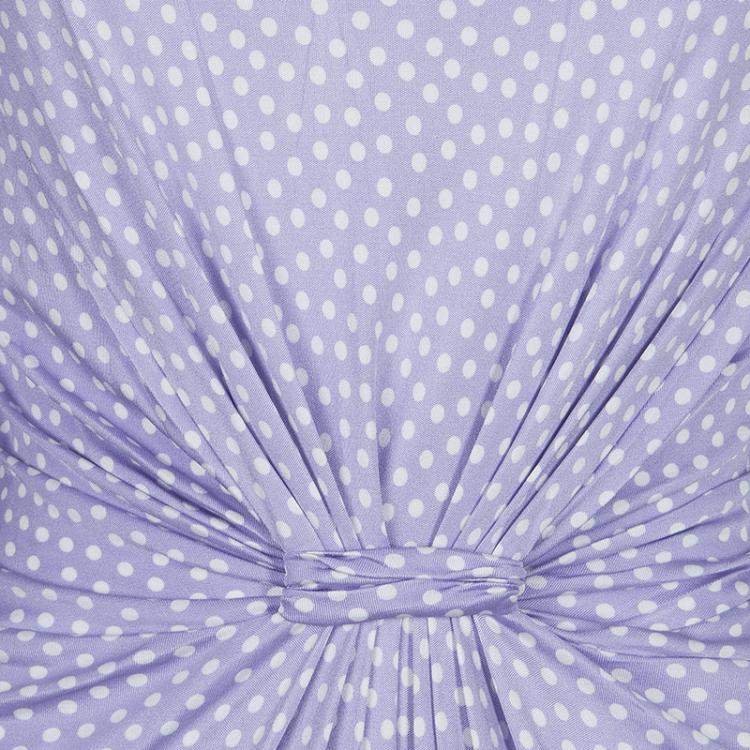 Pre Owned Dior Lavender Polka Dot Long Sleeve Dress M